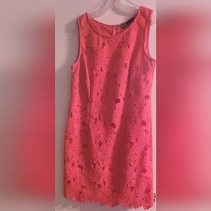 Leslie Fay Red Floral Lace Dress